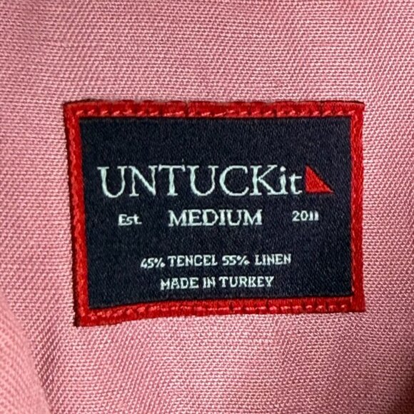 UNTUCKit Harken Pink Linen/Tencel Button Up Pocket Shirt, M - Picture 6 of 9